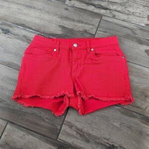 Venus Red Denim Cutoff Shorts
